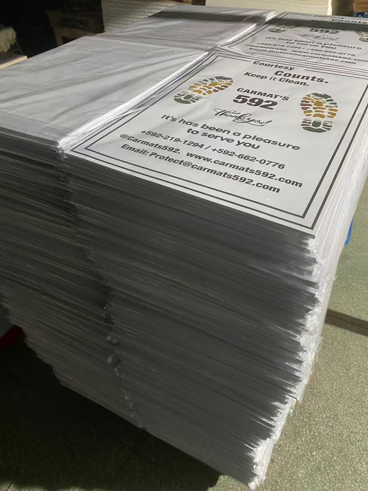 CarMats592 paper floor mat in vehicle